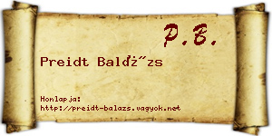 Preidt Balázs névjegykártya